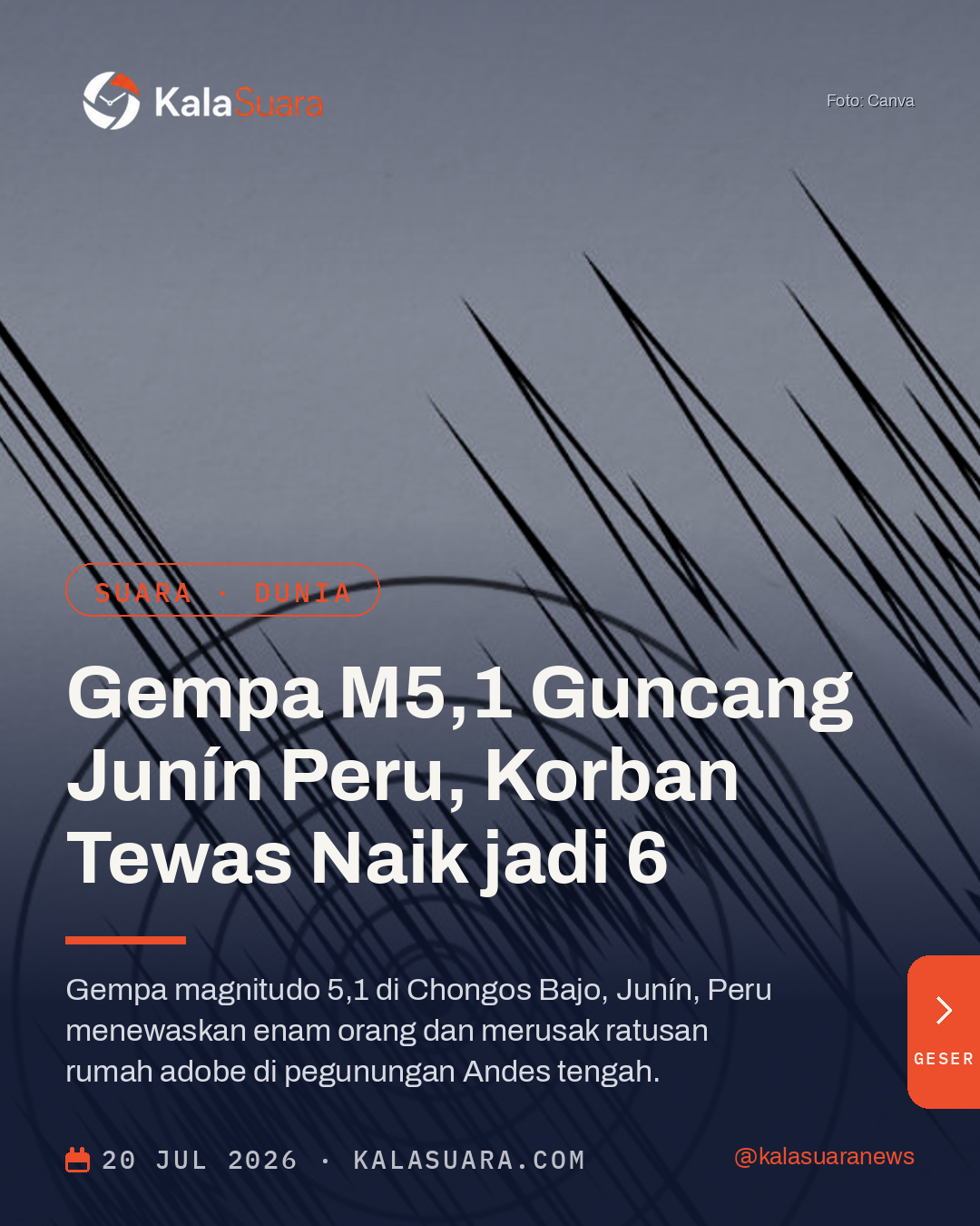 Gempa M5,1 Guncang Junín Peru, Korban Tewas Naik jadi 6