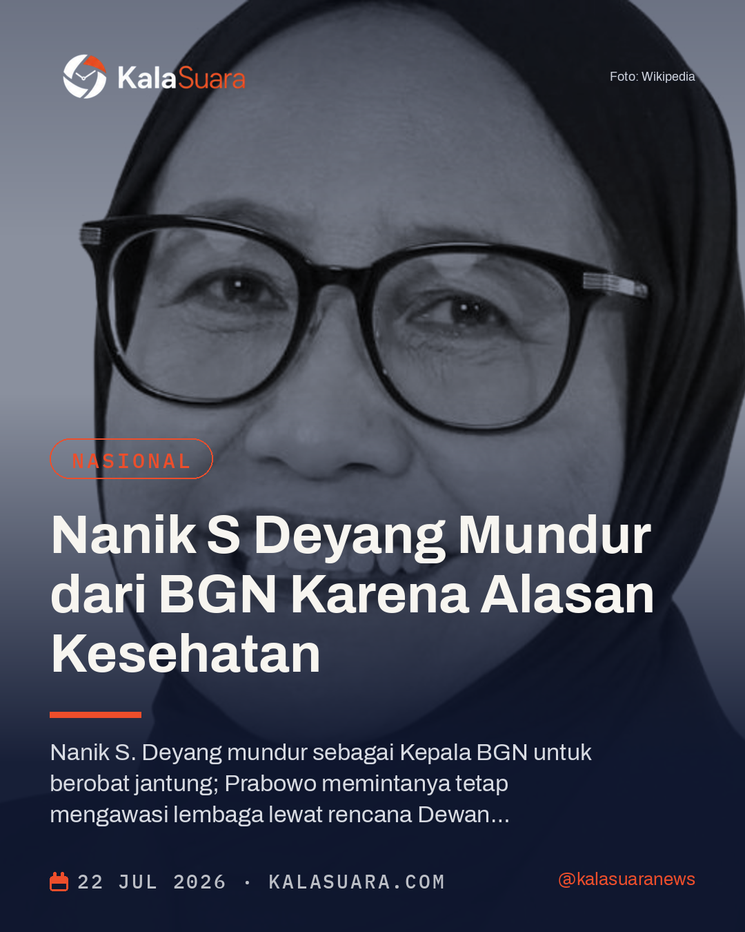 Nanik S Deyang Mundur dari BGN Karena Alasan Kesehatan